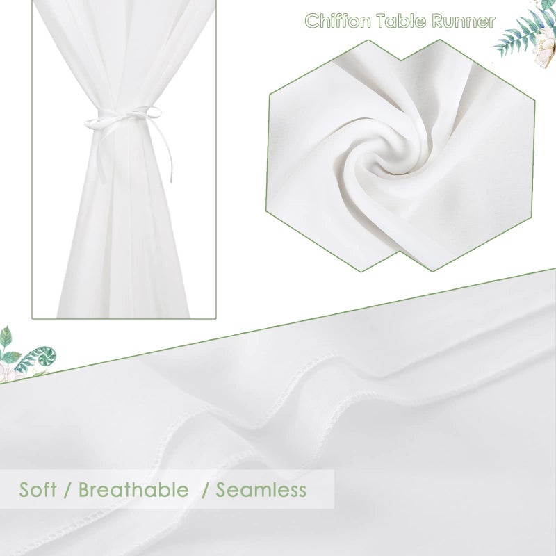 B.Cool White Chiffon Table Runner 1Pack 27x120 Inches Wedding Table Runners for Long Sheer Romantic Rustic Party Baby Bridal Shower Decorations - Image 3